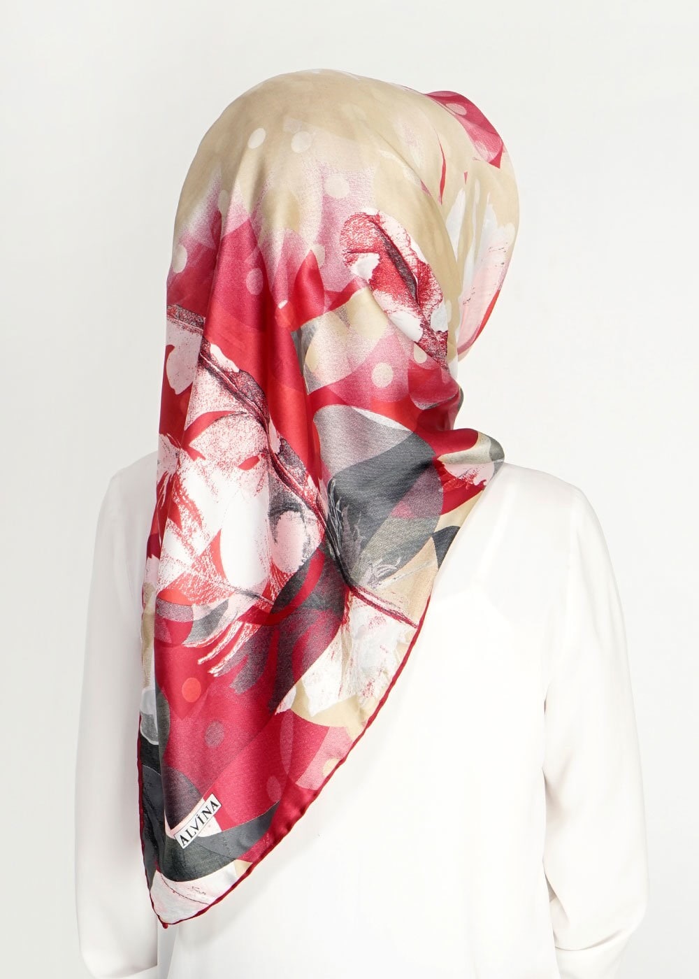 Tesettür giyim BORDO 10994 Alvina Desenli Eşarp