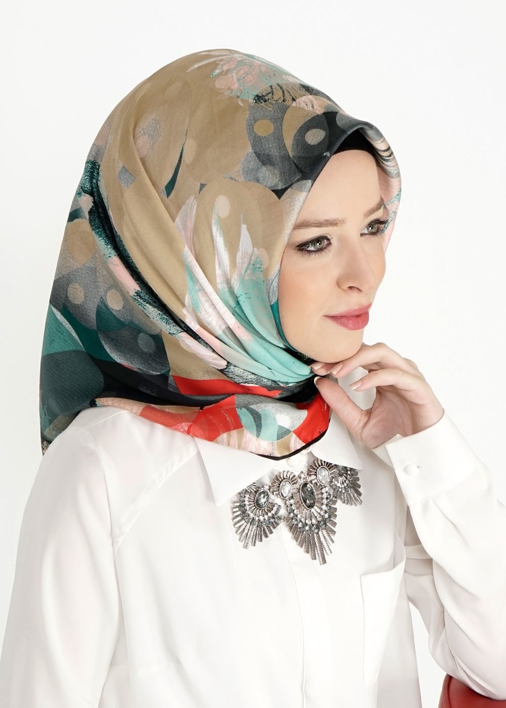 Tesettür giyim SİYAH 10994 Alvina Desenli Eşarp