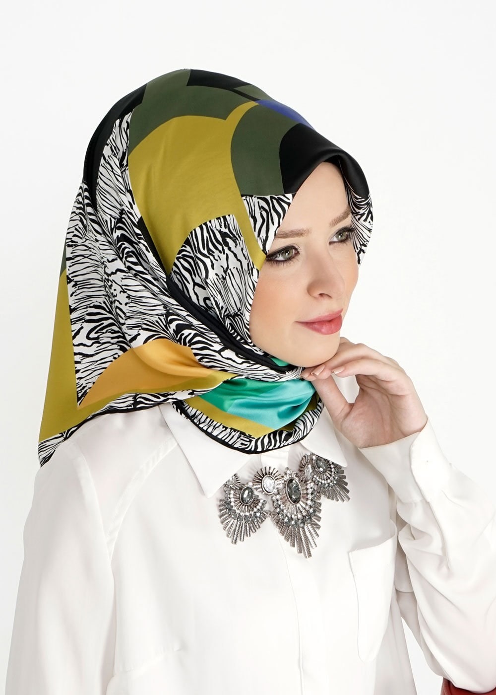 Tesettür giyim YEŞİL 11207 Alvina Desenli Eşarp