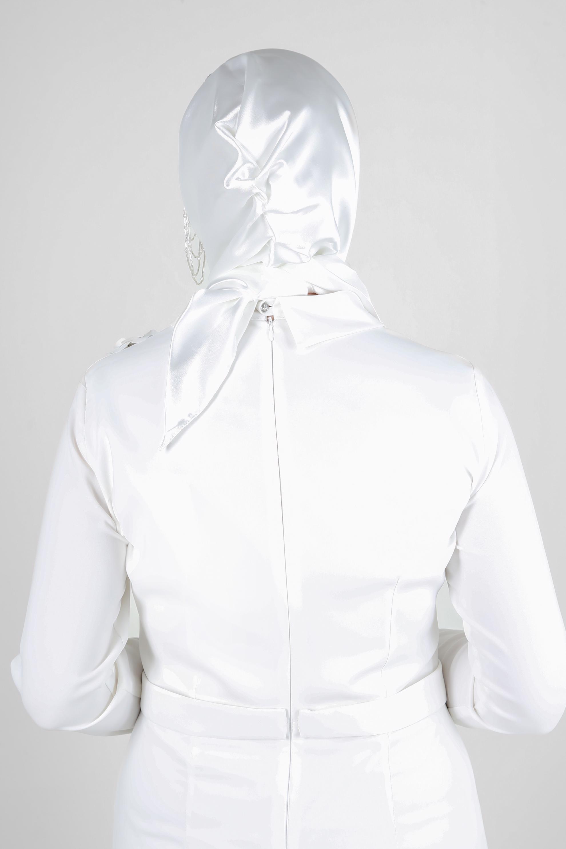 Tesettür giyim BEYAZ 106004 ALVİNA HAZIR EŞARP