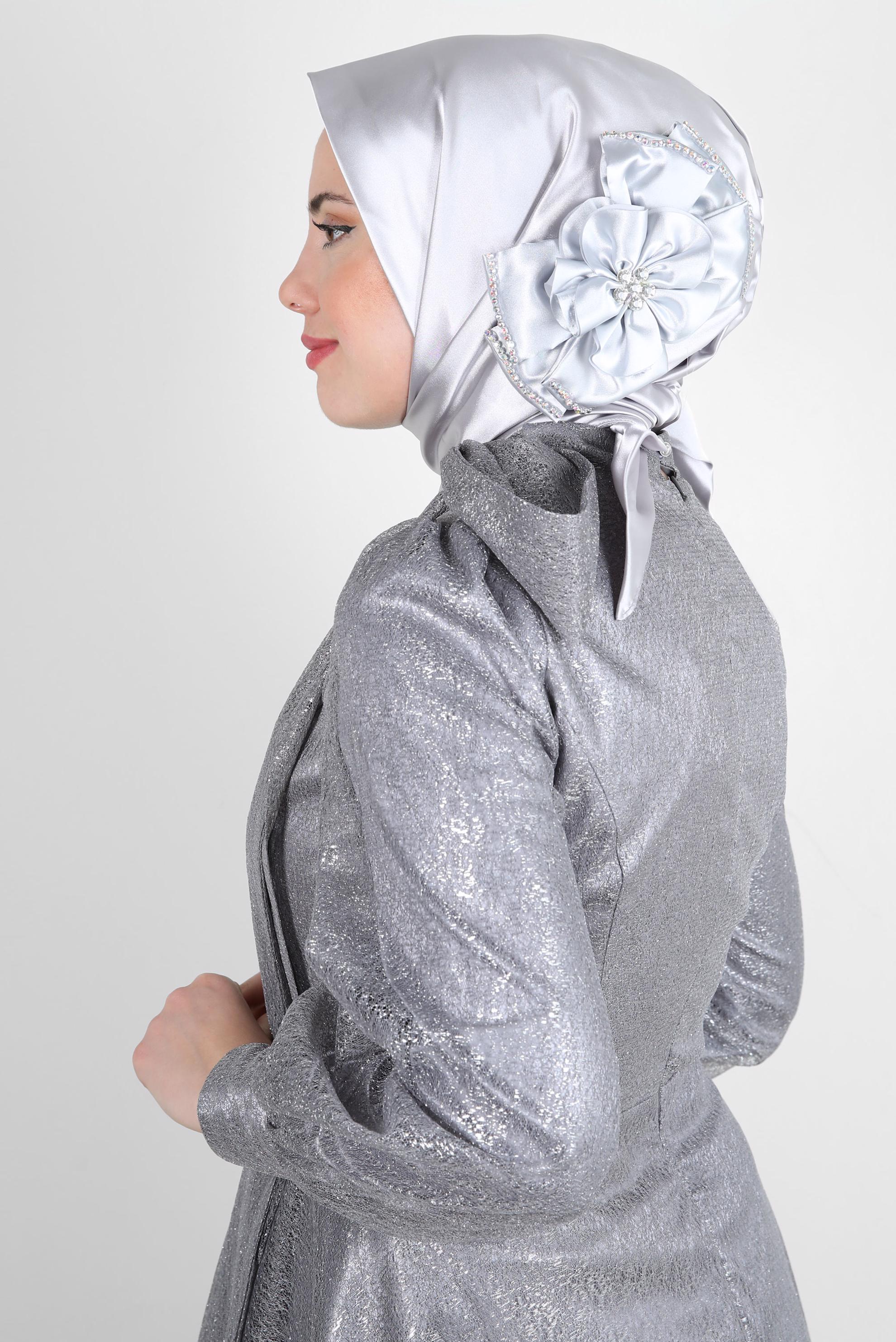 Tesettür giyim GÜMÜŞ 106067 ALVİNA HAZIR EŞARP