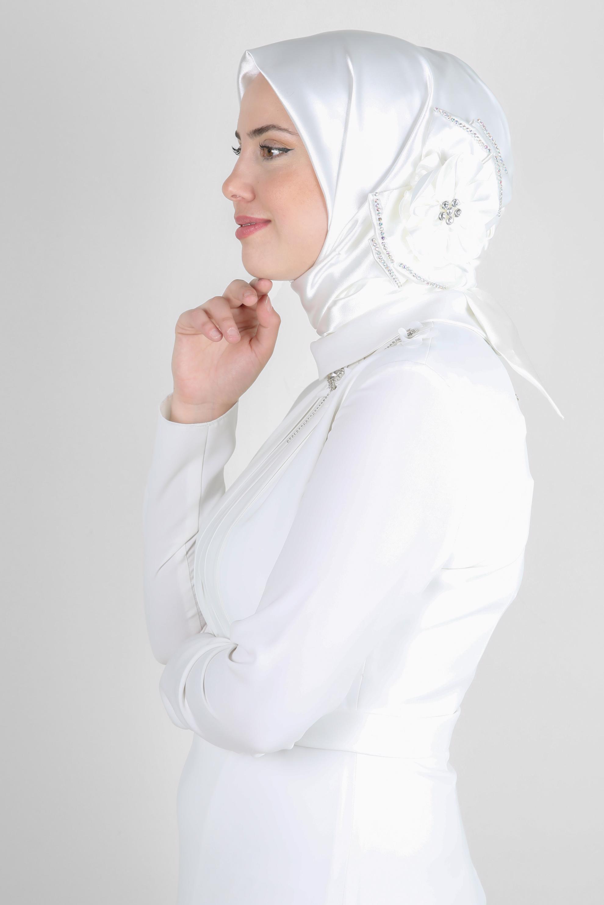 Tesettür giyim BEYAZ 106067 ALVİNA HAZIR EŞARP