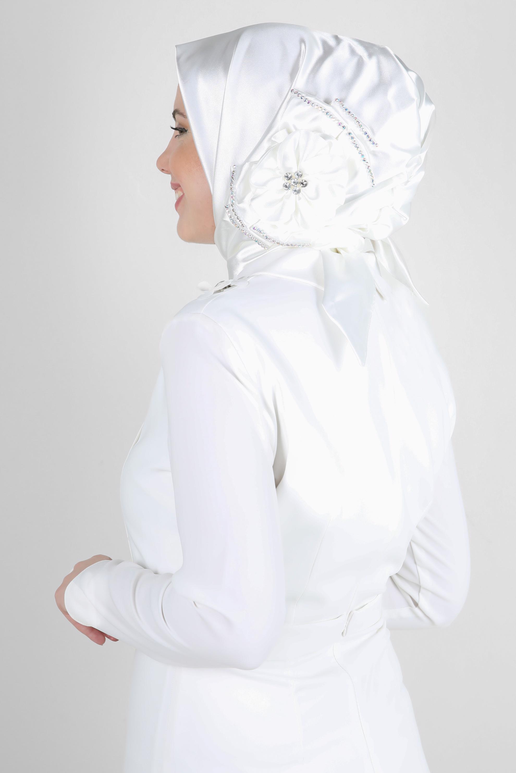 Tesettür giyim BEYAZ 106067 ALVİNA HAZIR EŞARP