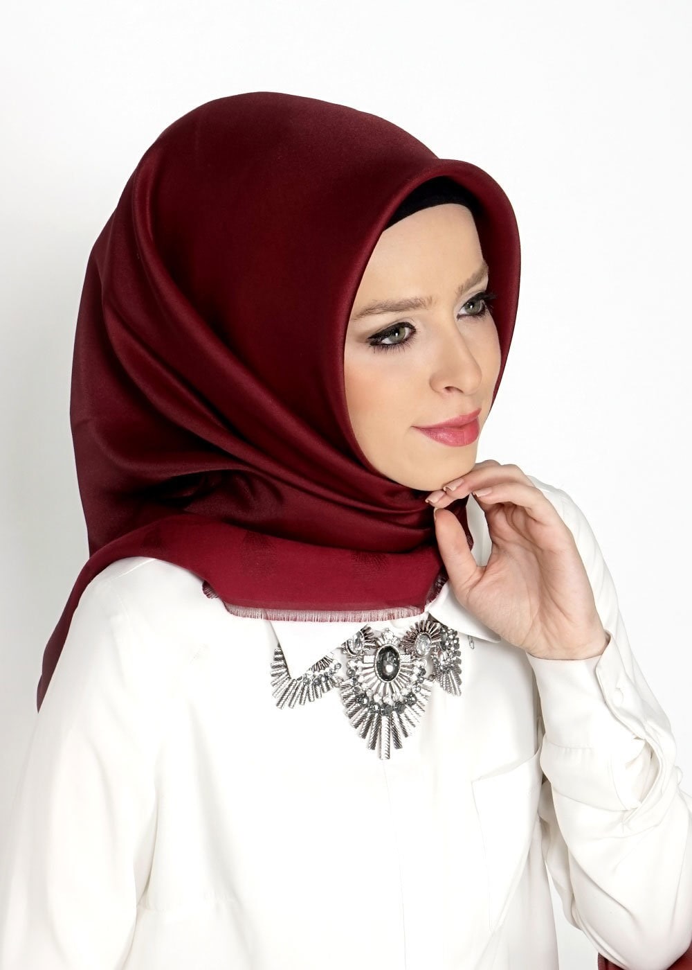 Tesettür giyim BORDO 9528-1 ALVİNA EŞARP
