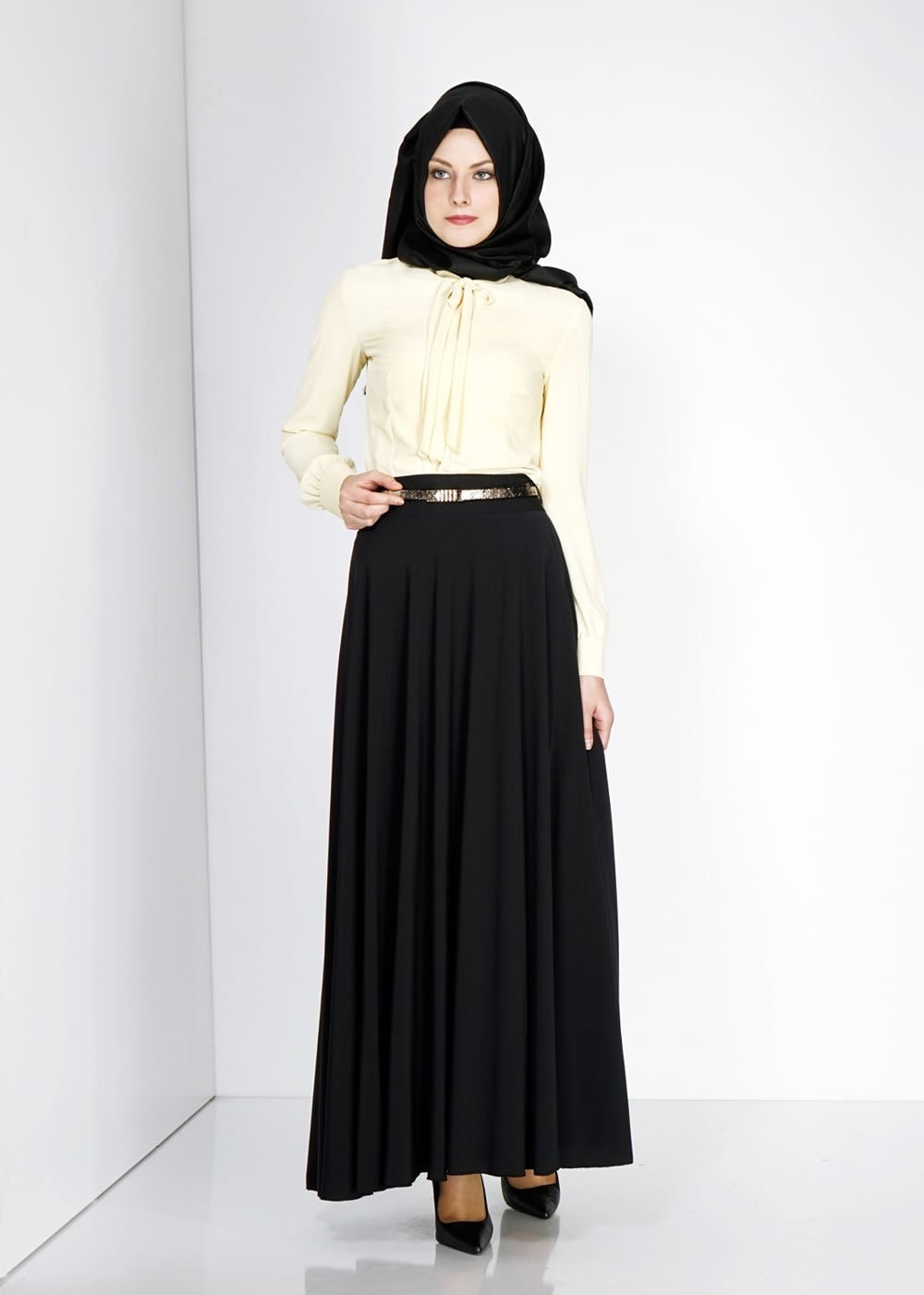 Tesettür giyim SİYAH 6663 Criss Tesettür Etek