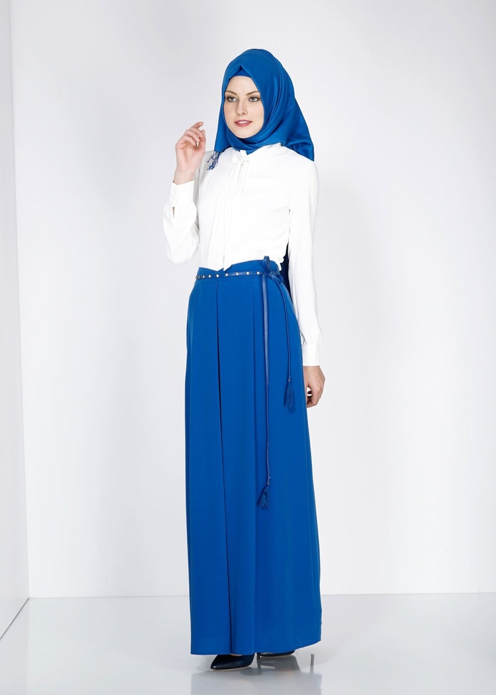 Tesettür giyim LACİVERT DÜZ KESİM PİLİSELİ ETEK 6664 