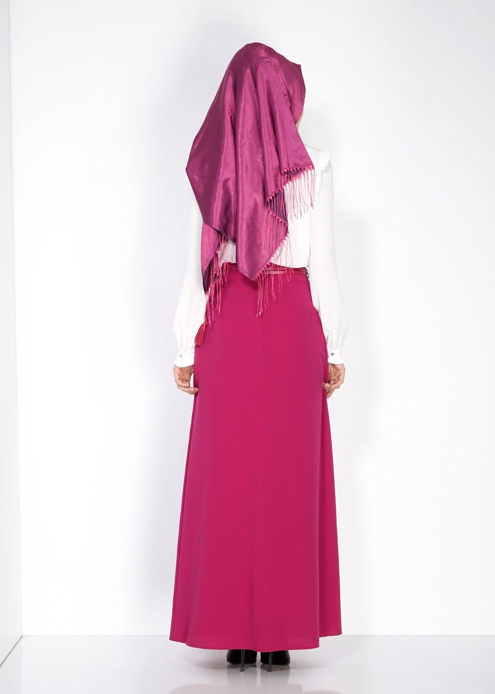 Tesettür giyim MOR DÜZ KESİM PİLİSELİ ETEK 6664 