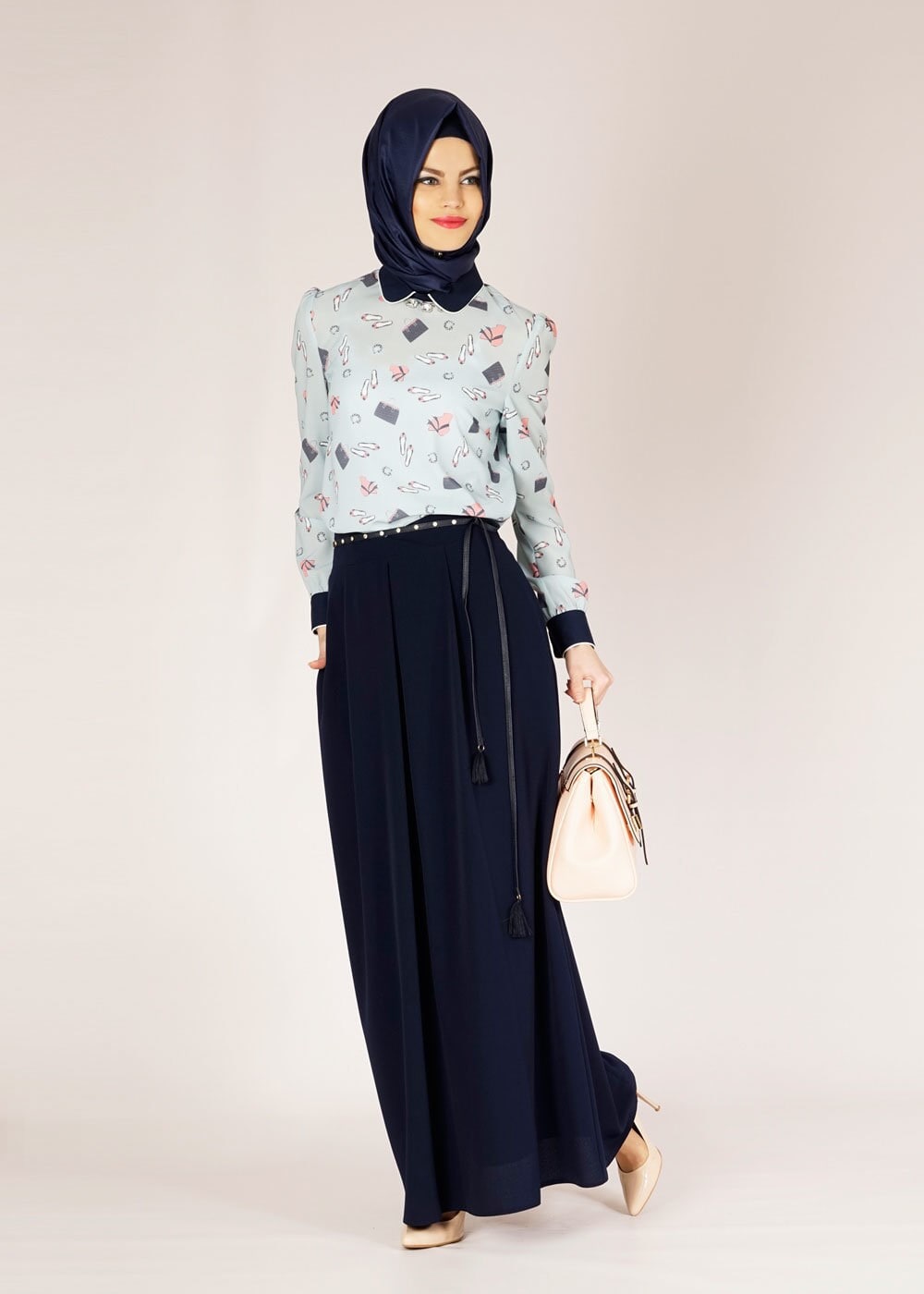 Tesettür giyim LACİVERT DÜZ KESİM PİLİSELİ ETEK 6664 