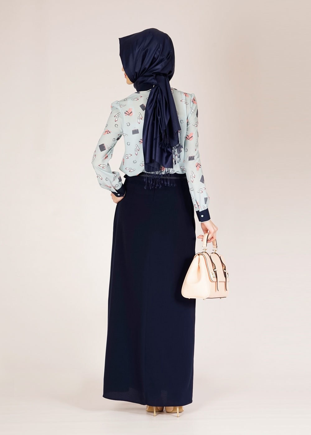 Tesettür giyim LACİVERT DÜZ KESİM PİLİSELİ ETEK 6664 