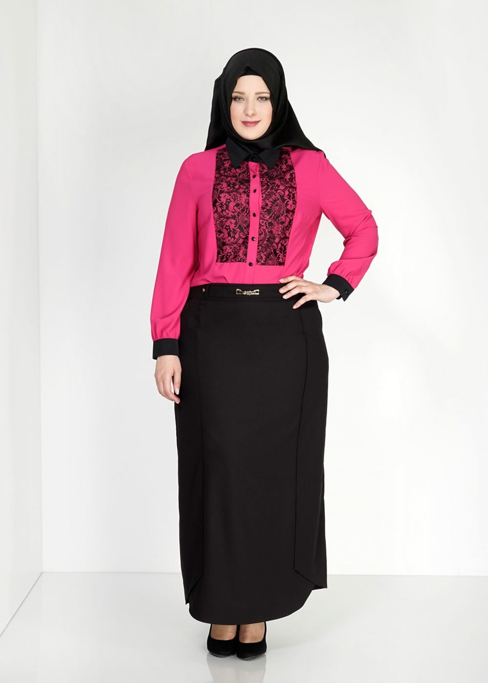 Tesettür giyim SİYAH 6665 Elin Tesettür Etek