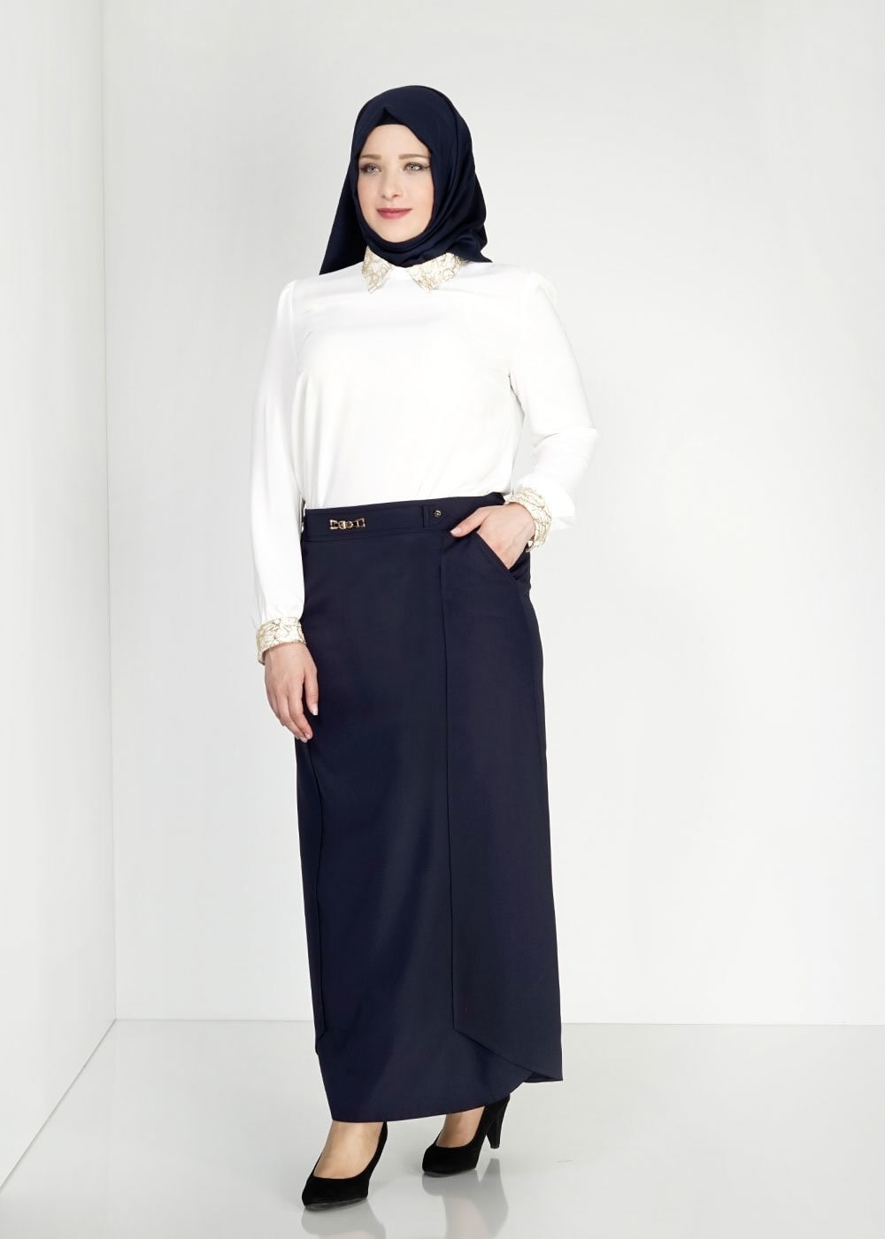 Tesettür giyim LACİVERT 6665 Elin Tesettür Etek