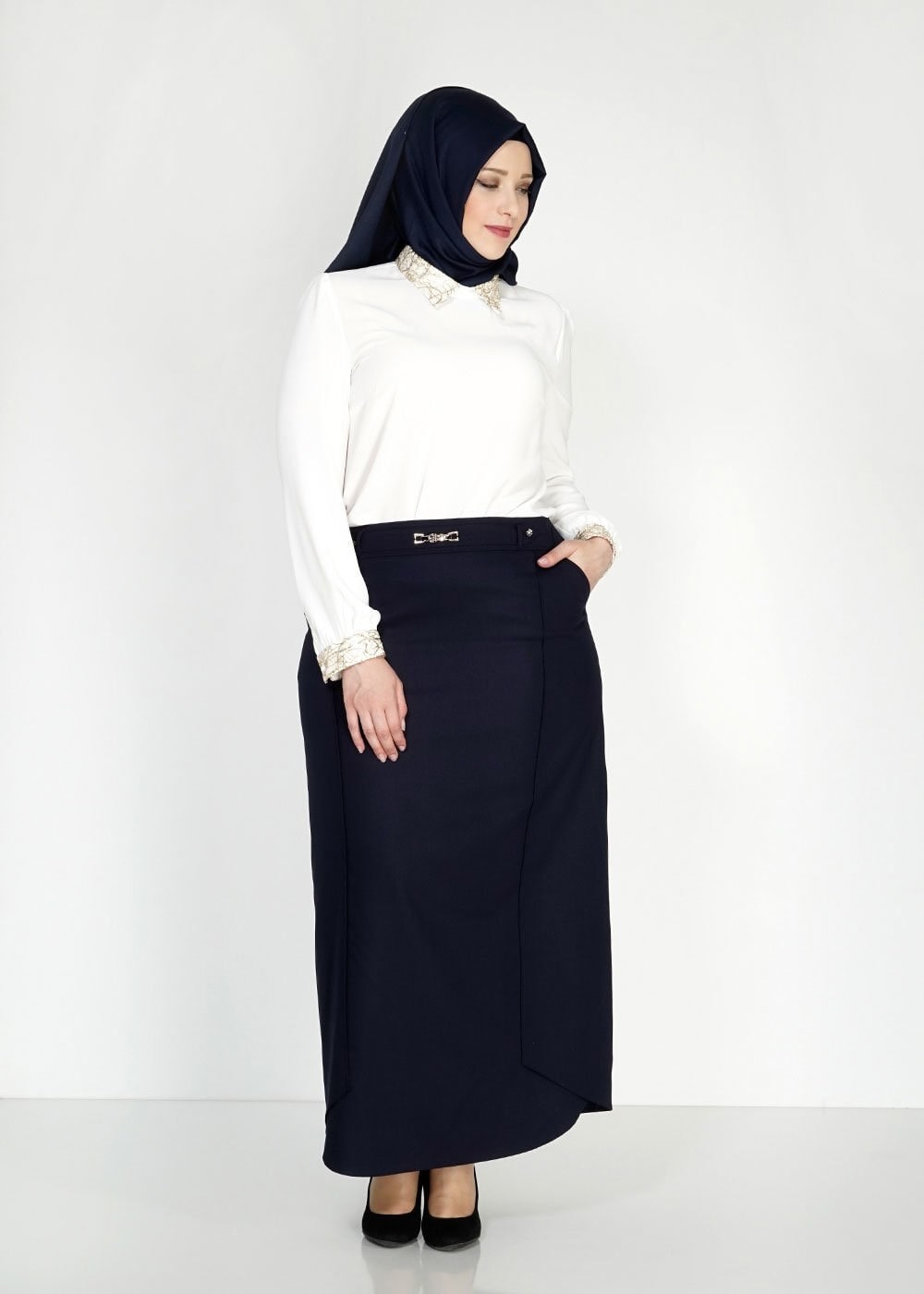 Tesettür giyim LACİVERT 6665 Elin Tesettür Etek