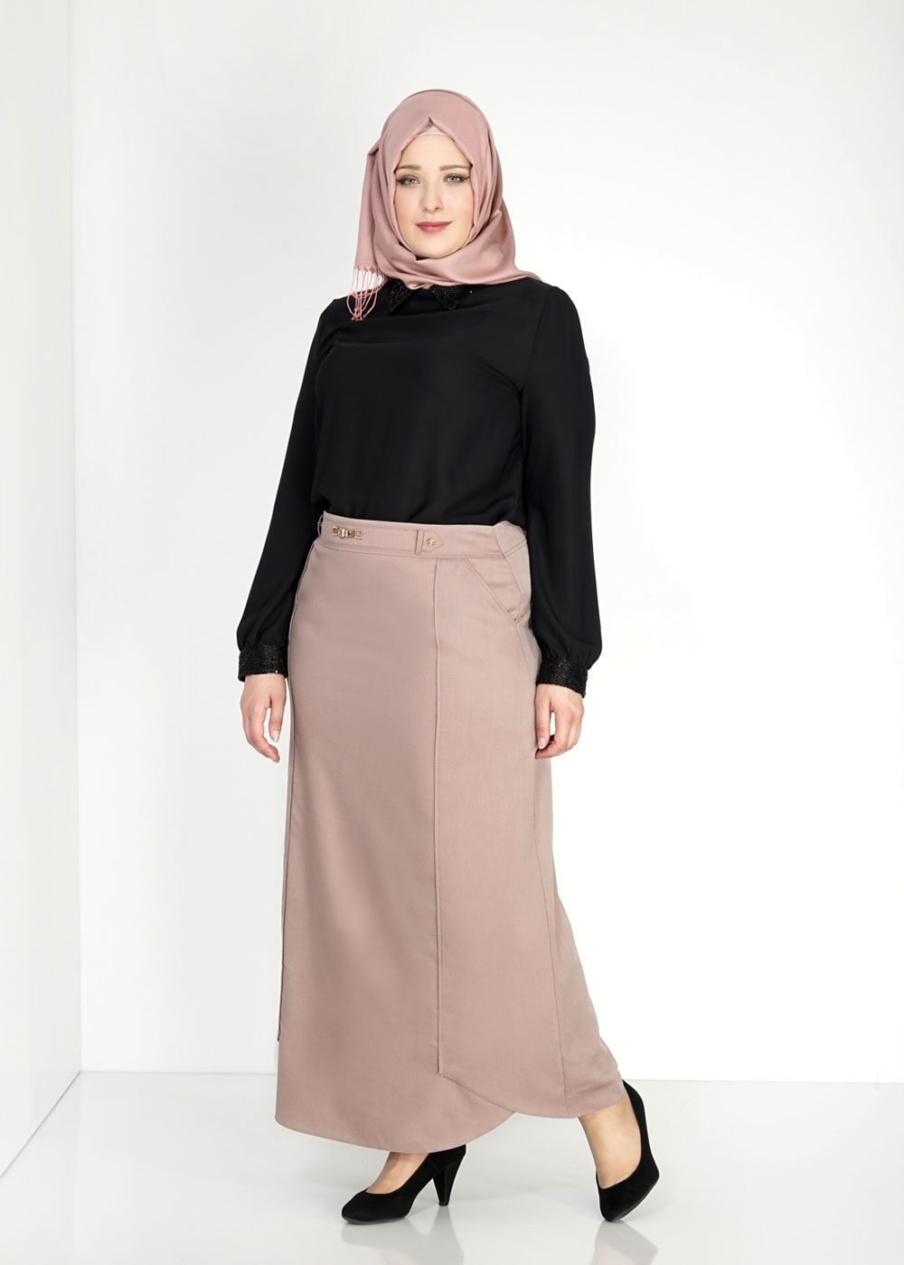 Tesettür giyim VİZON 6665 Elin Tesettür Etek
