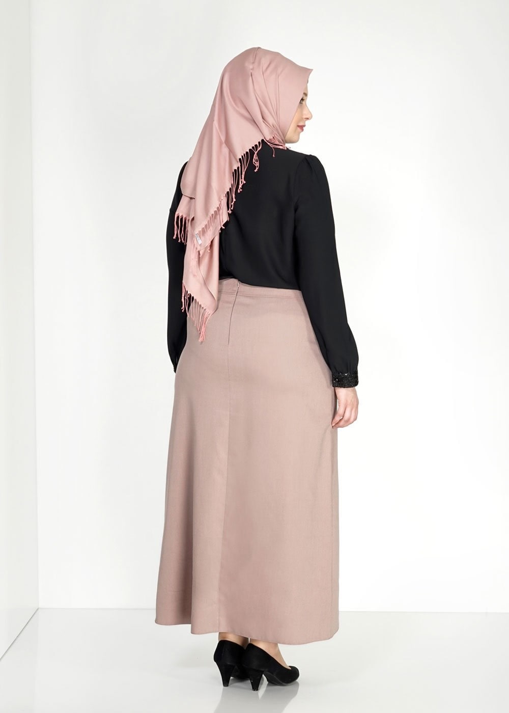 Tesettür giyim VİZON 6665 Elin Tesettür Etek