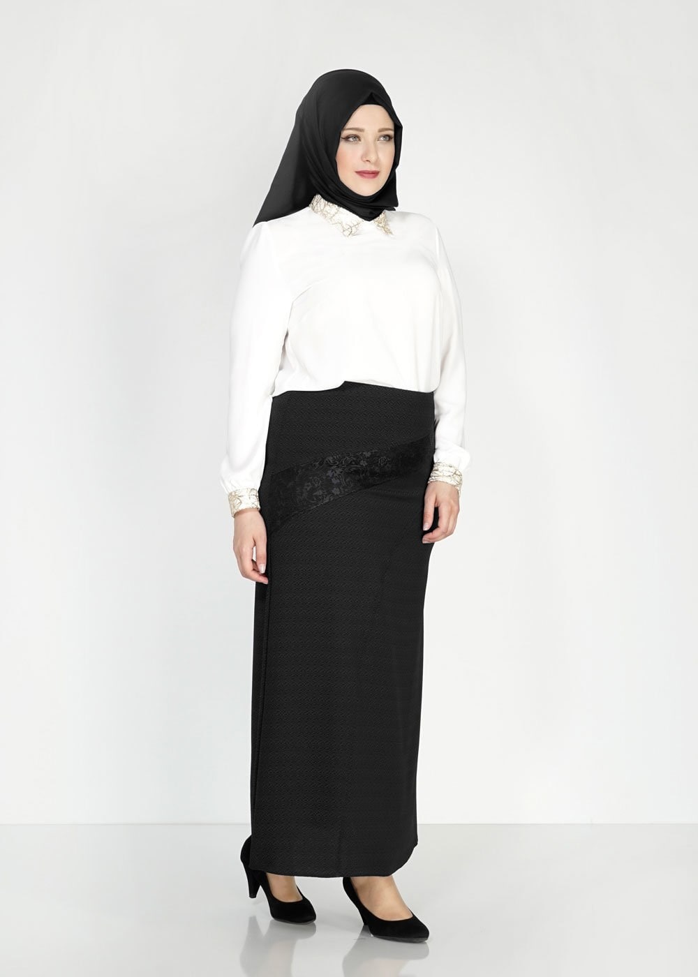 Tesettür giyim SİYAH 6666 Nazenin Tesettür Etek