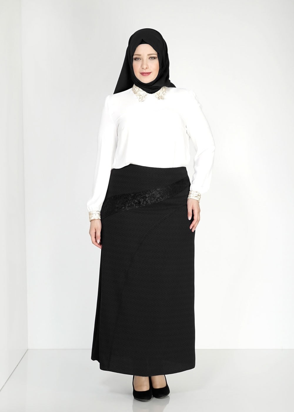 Tesettür giyim SİYAH 6666 Nazenin Tesettür Etek