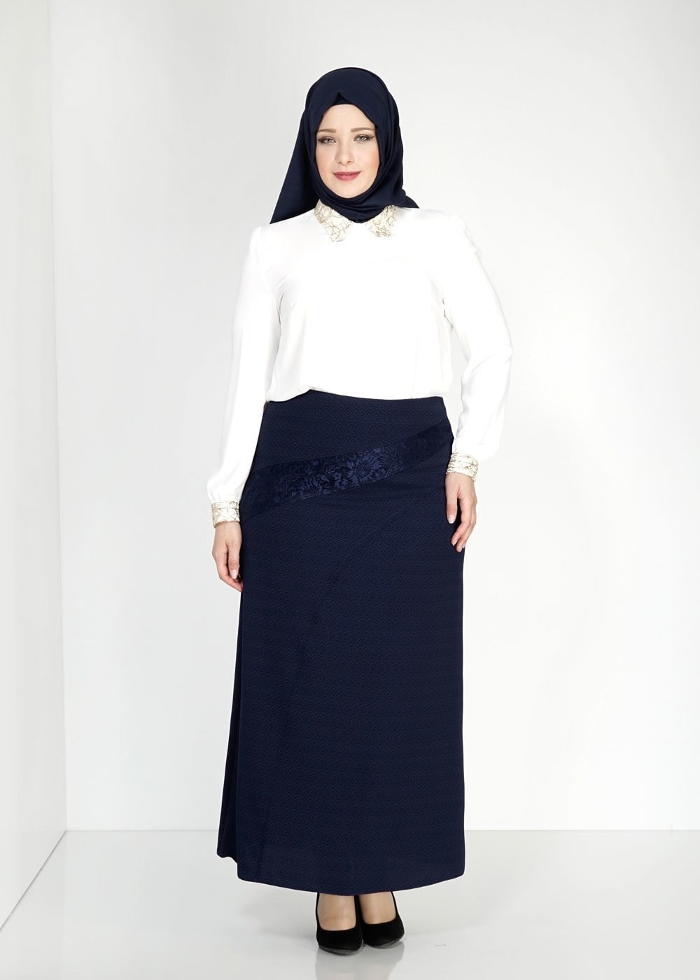 Tesettür giyim LACİVERT 6666 Nazenin Tesettür Etek