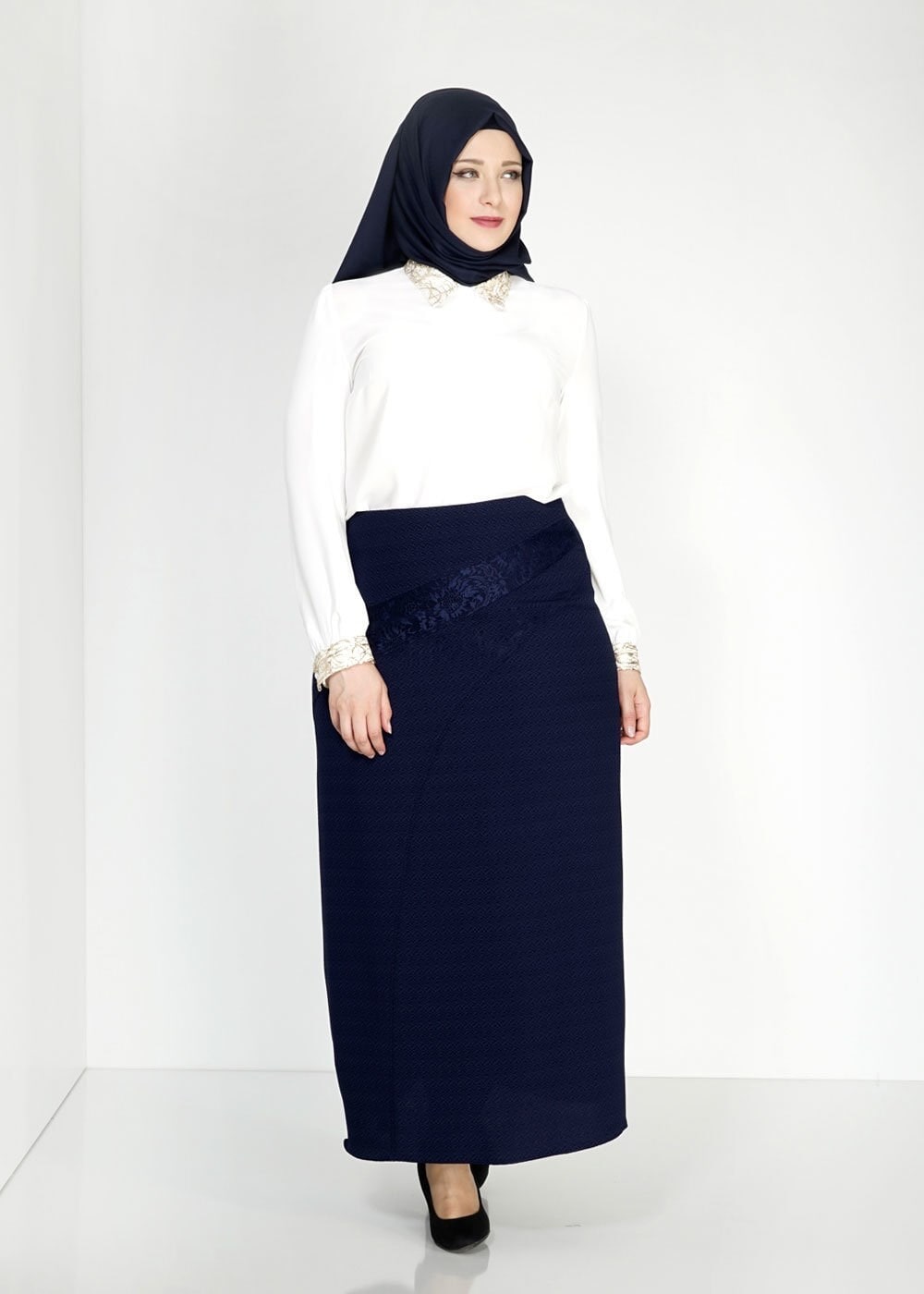 Tesettür giyim LACİVERT 6666 Nazenin Tesettür Etek
