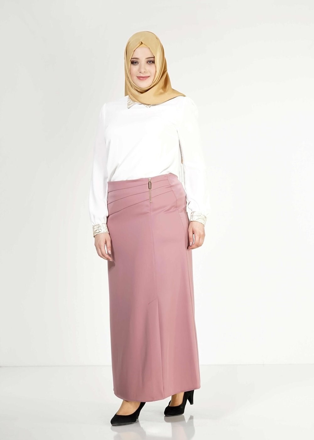 Tesettür giyim PEMBE 6667 Elite Tesettür Etek