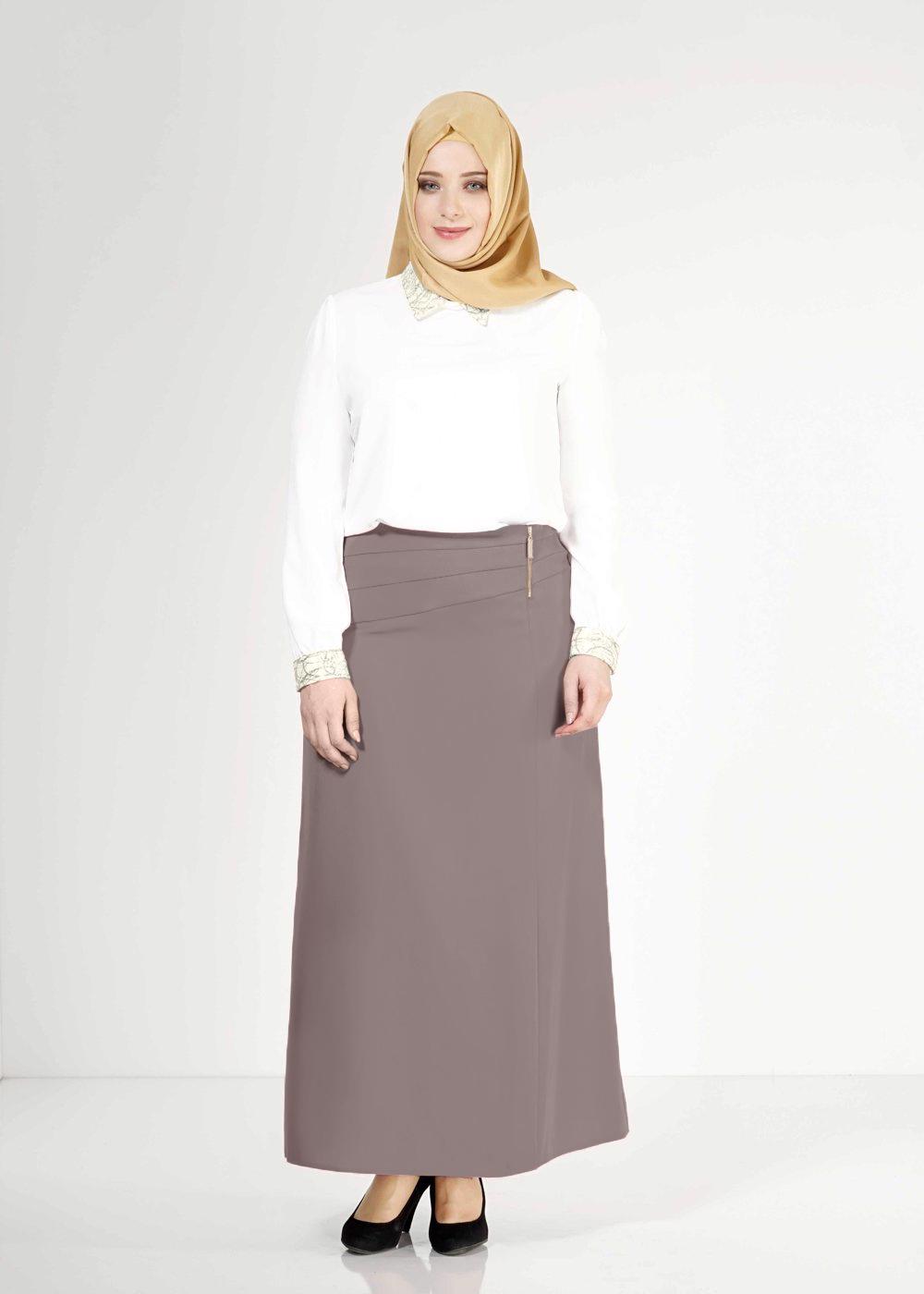 Tesettür giyim VİZON 6667 Elite Tesettür Etek