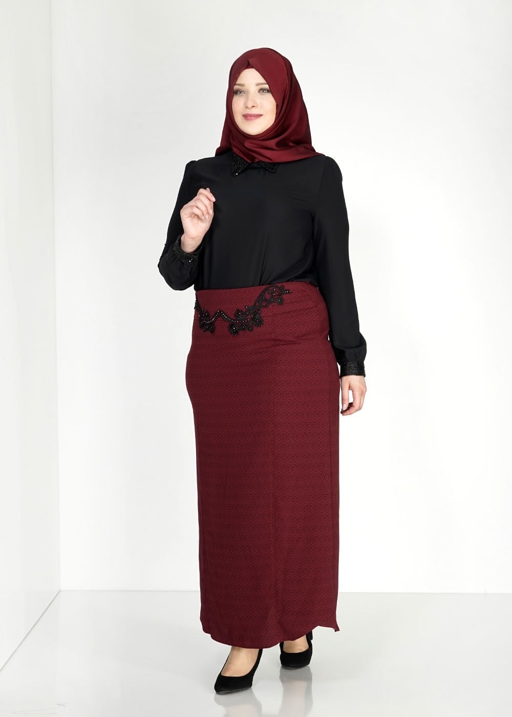 Tesettür giyim BORDO 6668 Nazenin Tesettür Etek