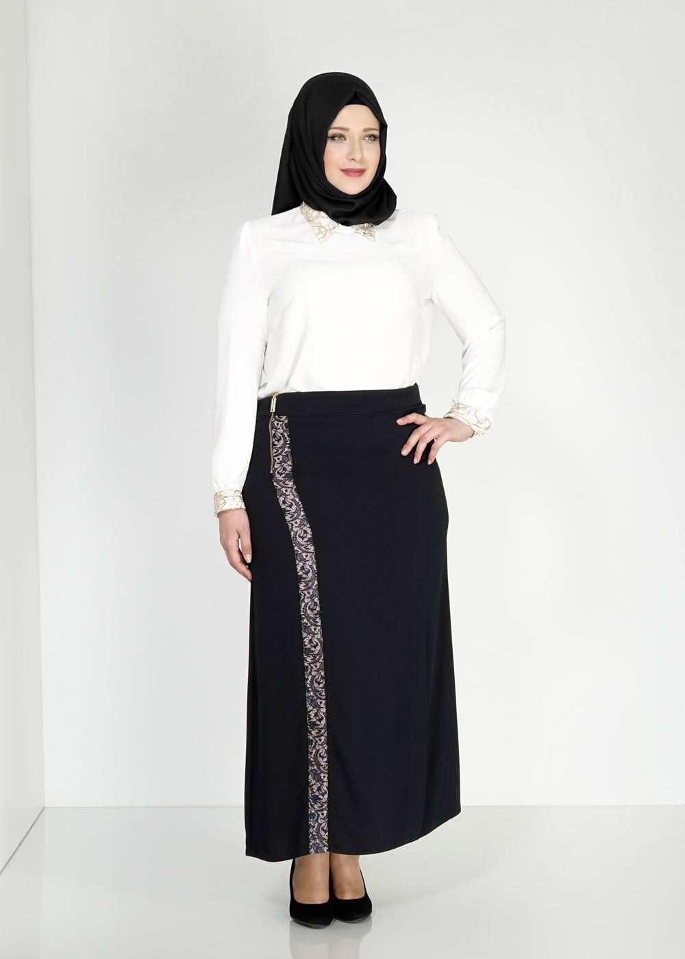 Tesettür giyim SİYAH 6670 Farah Tesettür Etek