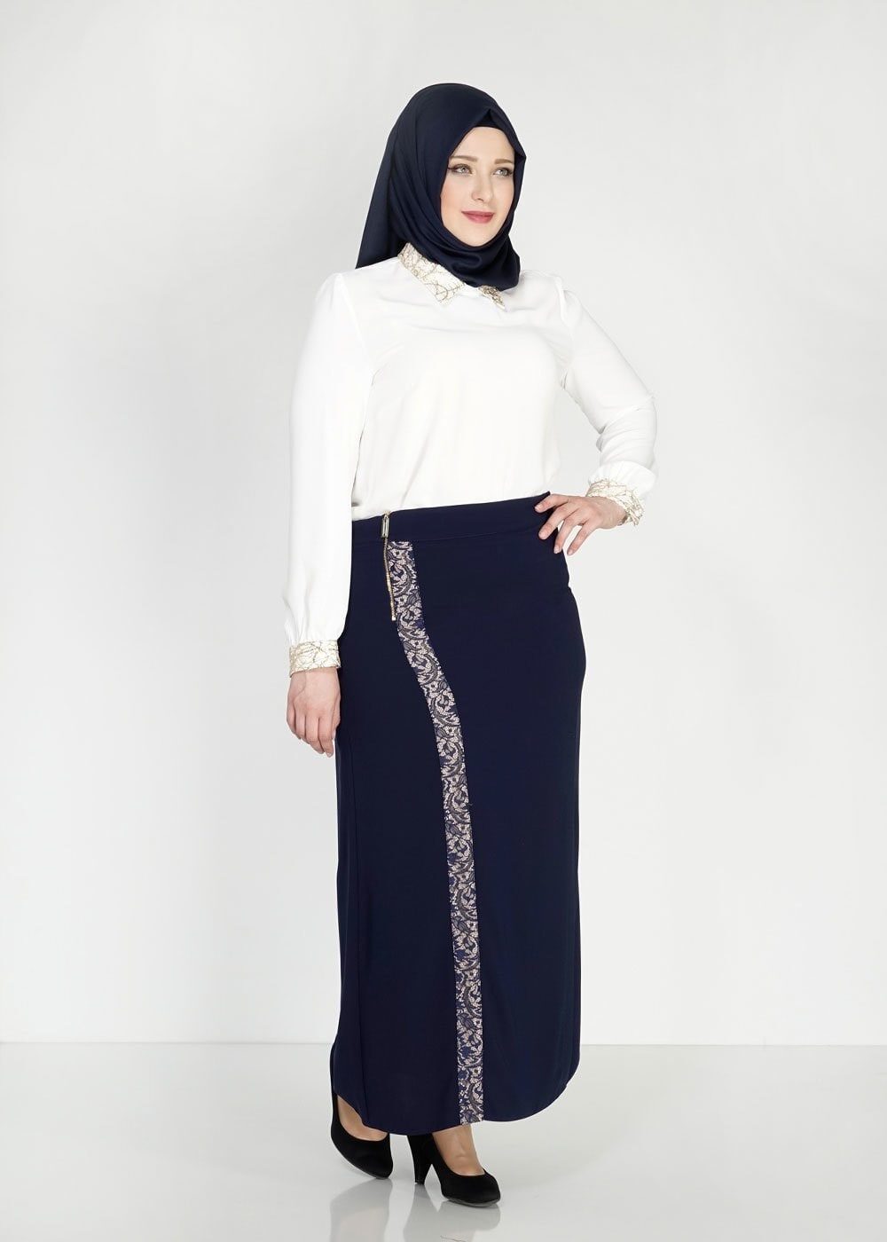 Tesettür giyim LACİVERT 6670 Farah Tesettür Etek