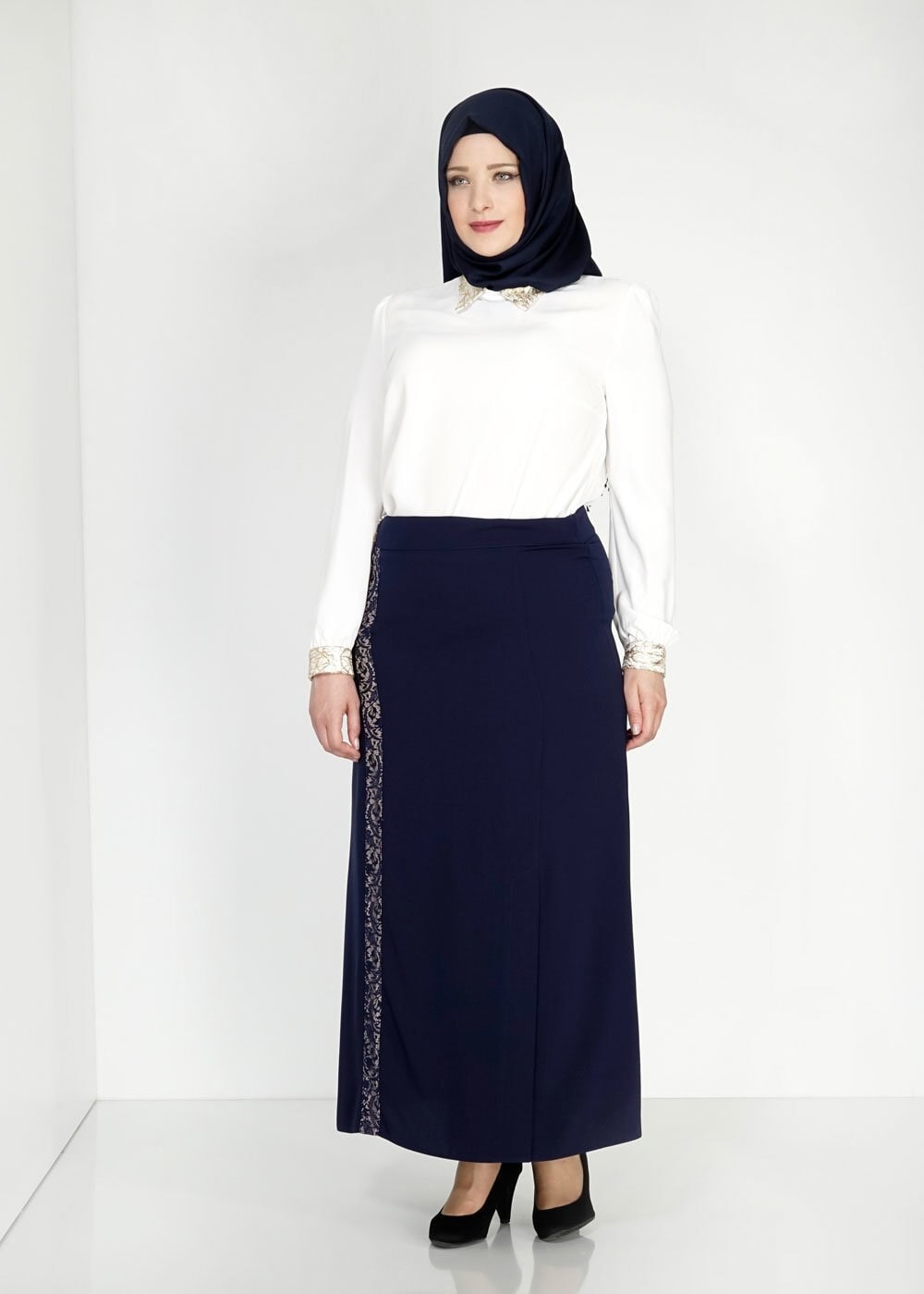 Tesettür giyim LACİVERT 6670 Farah Tesettür Etek