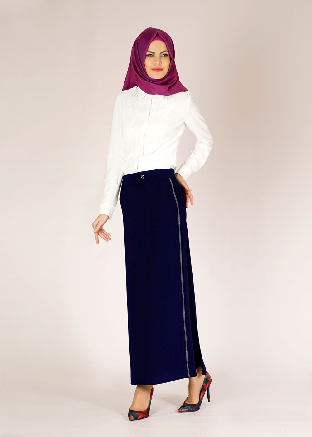 Tesettür giyim LACİVERT 6673 Rado Tesettür Etek