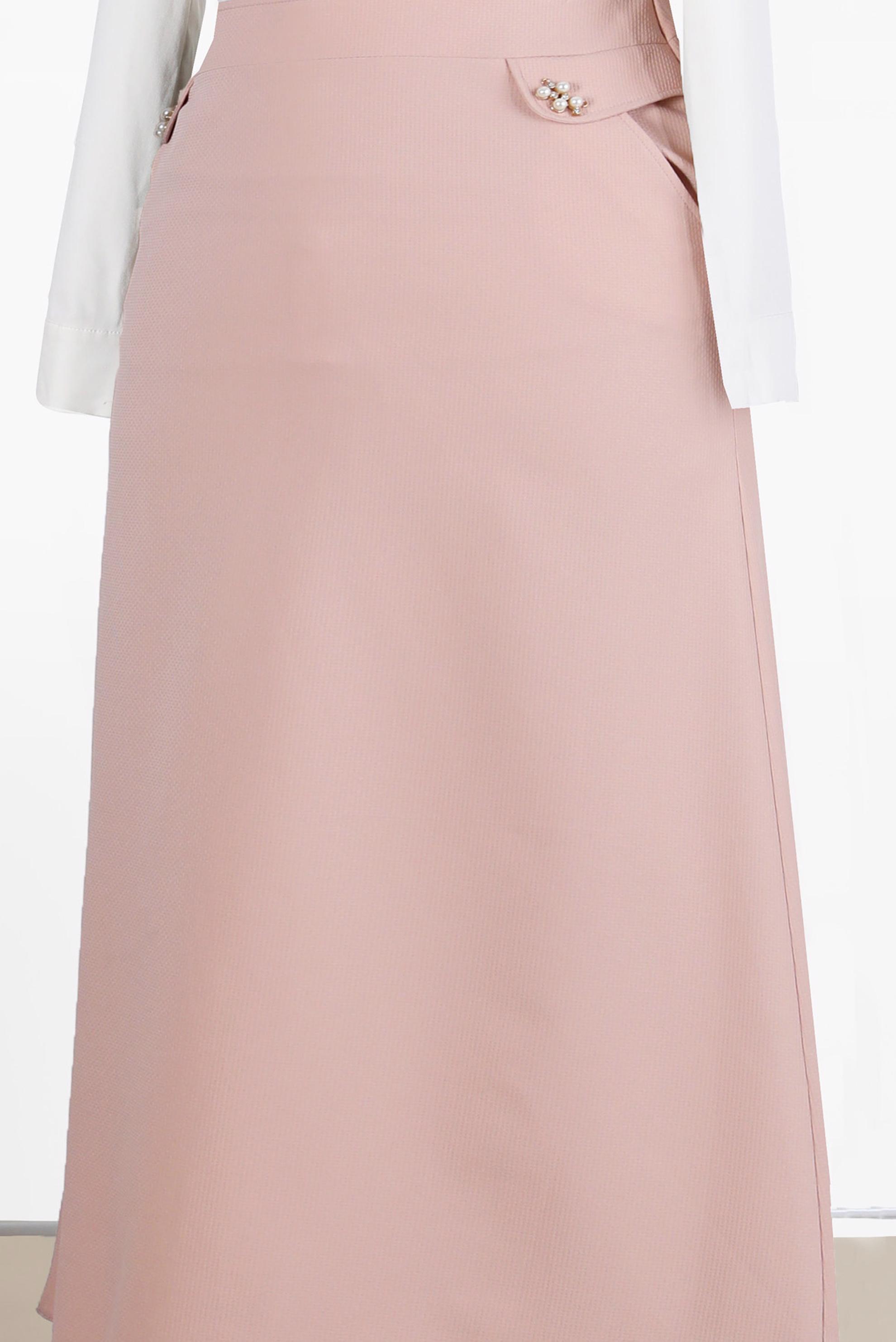 Tesettür giyim PUDRA İNCİ DETAYLI A KESİM ETEK 6674 