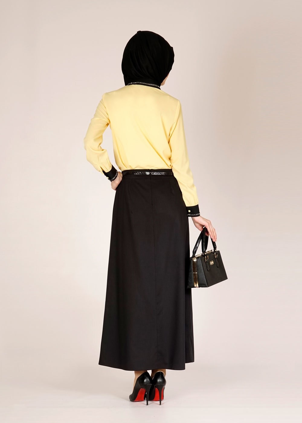 Tesettür giyim SİYAH 6676 PLATO 313 ETEK 38/48 TEK40