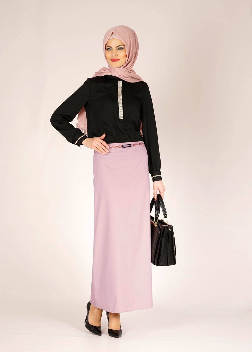 Tesettür giyim BEJ 6676 PLATO 313 ETEK 38/48 TEK40