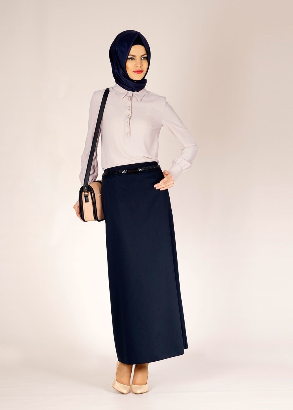 Tesettür giyim LACİVERT 6676 PLATO 313 ETEK 38/48 TEK40