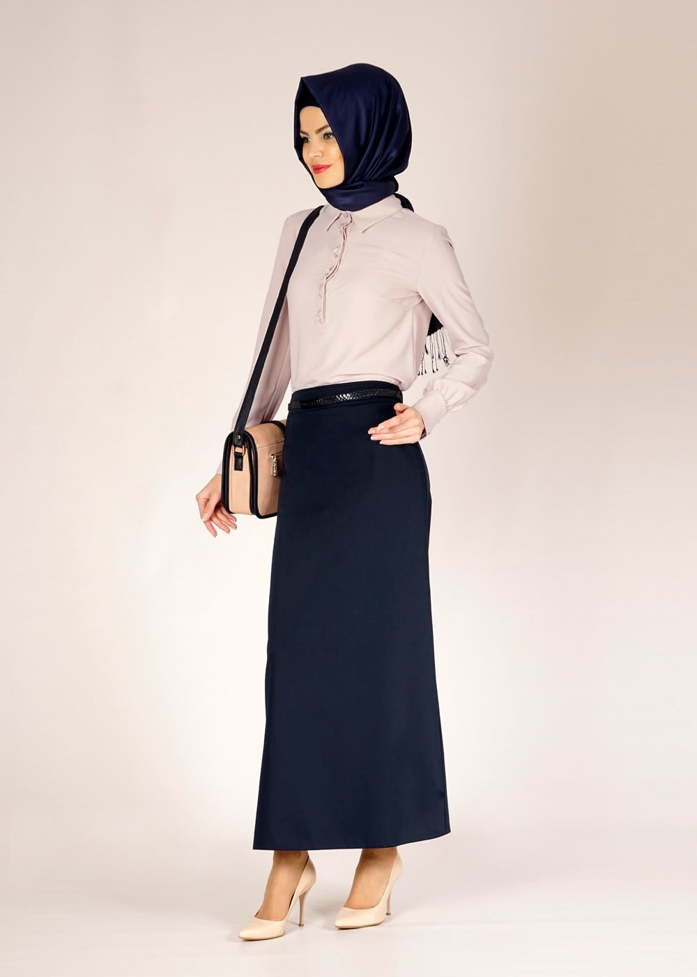 Tesettür giyim LACİVERT 6676 PLATO 313 ETEK 38/48 TEK40