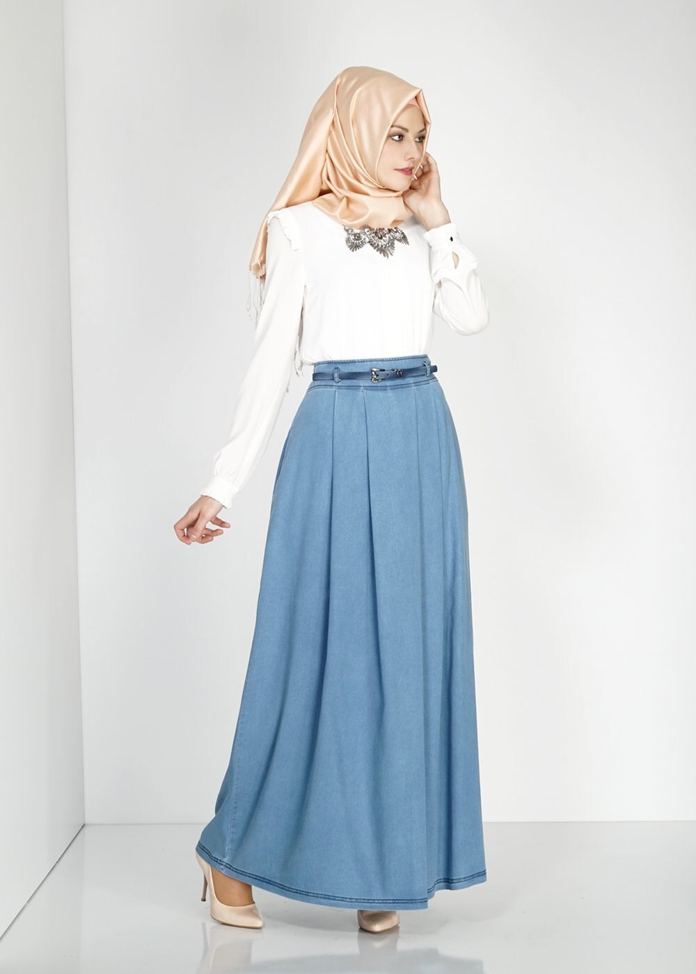 Tesettür giyim LACİVERT 6677 Noura Tesettür Etek