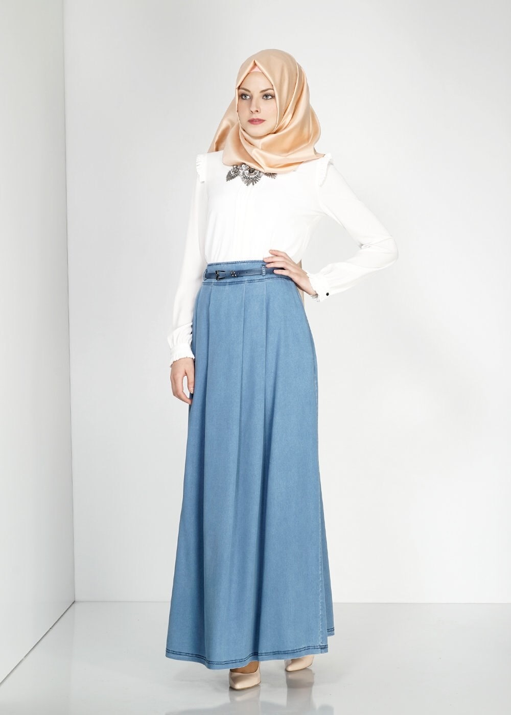 Tesettür giyim LACİVERT 6677 Noura Tesettür Etek