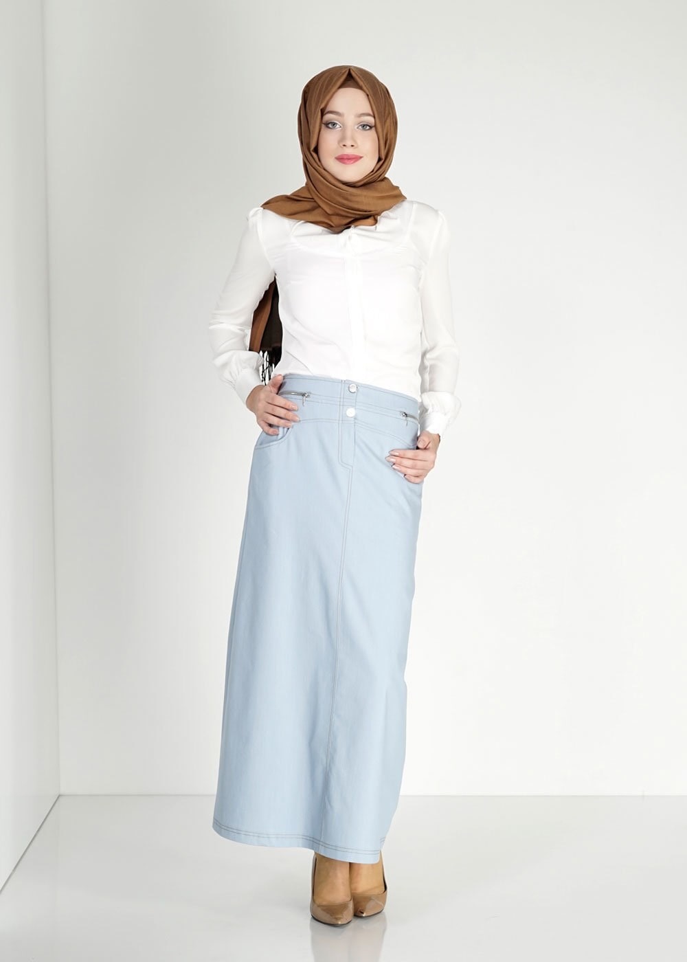 Tesettür giyim MAVİ 6679 Owen Tesettür Etek