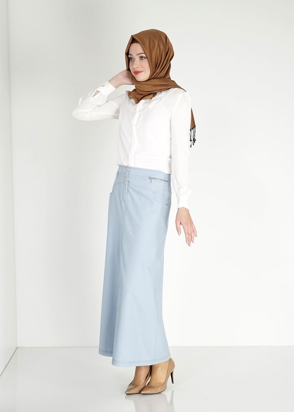 Tesettür giyim MAVİ 6679 Owen Tesettür Etek