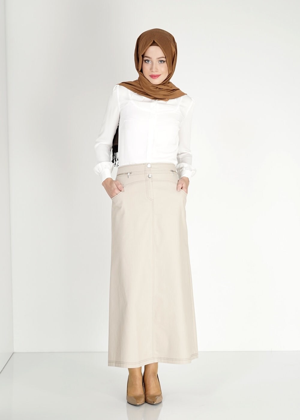 Tesettür giyim BEJ 6679 Owen Tesettür Etek