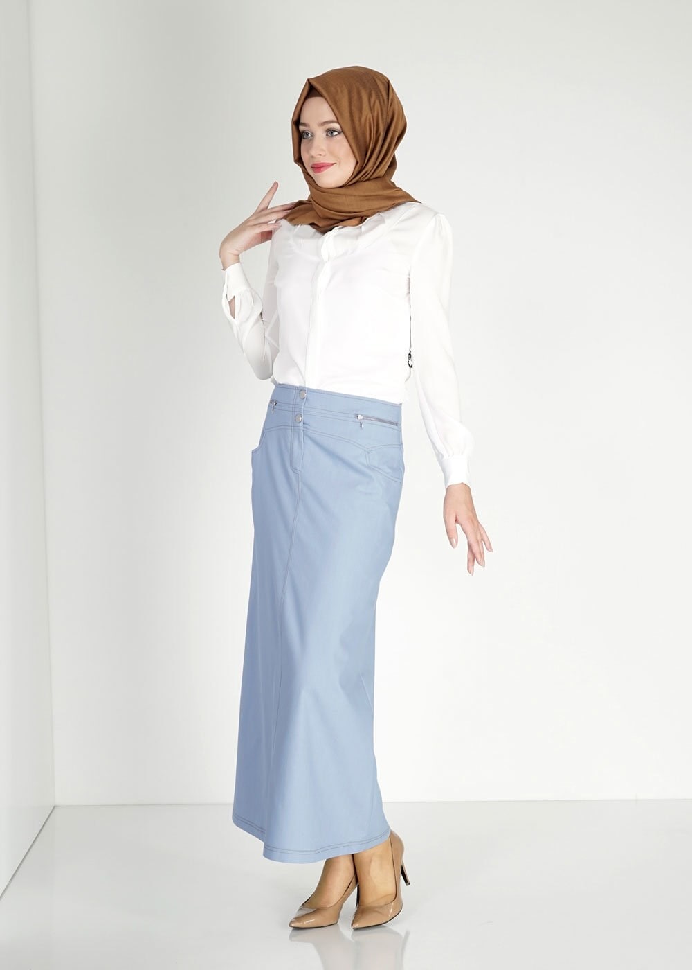 Tesettür giyim MAVİ 6679 Owen Tesettür Etek