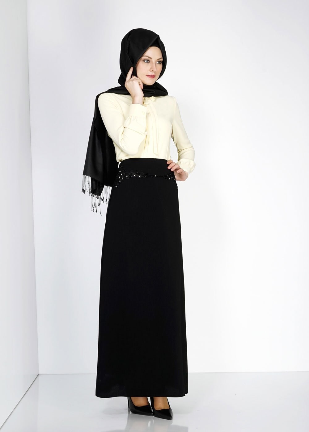 Tesettür giyim SİYAH 6680 Rado Tesettür Etek
