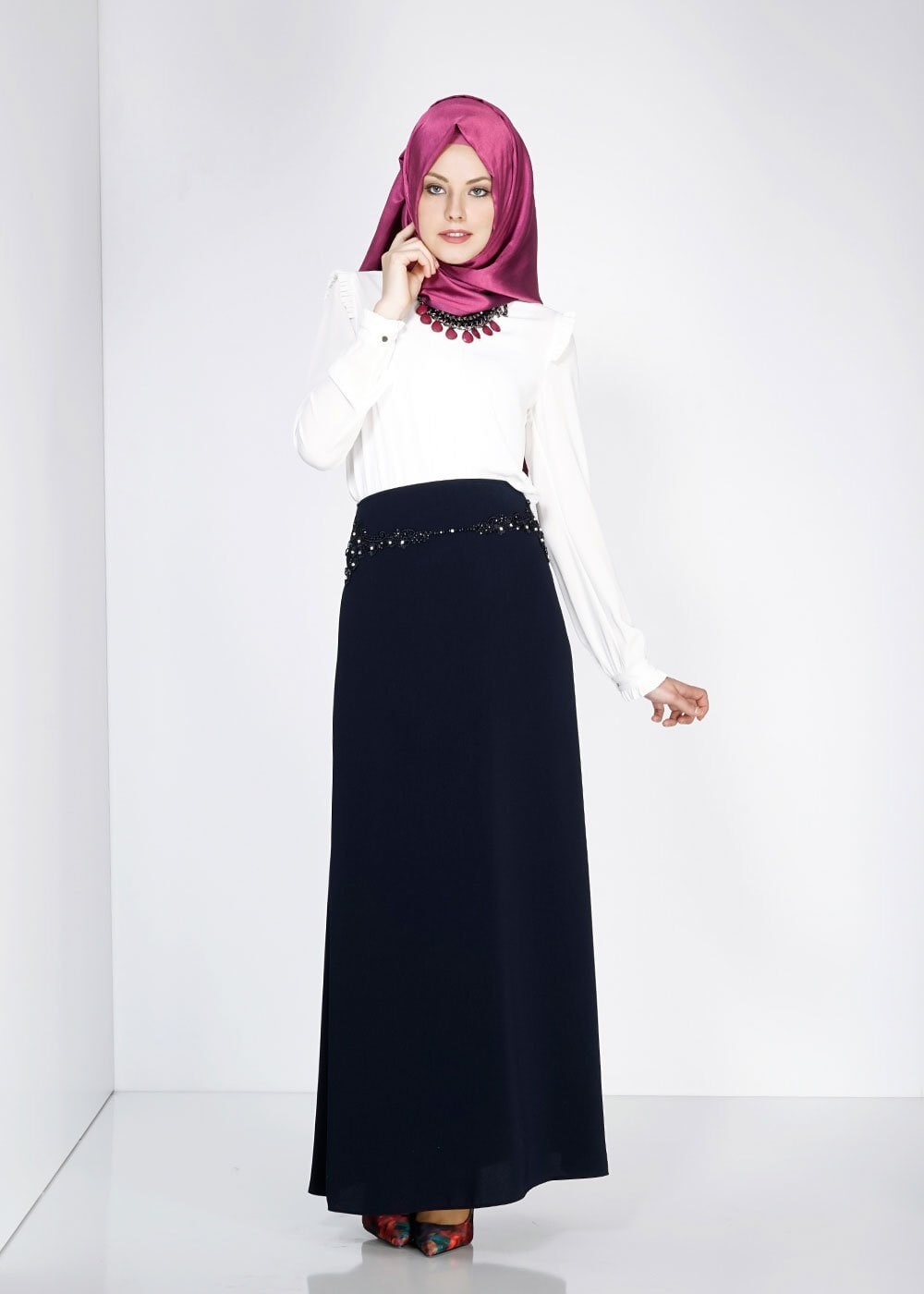 Tesettür giyim LACİVERT 6680 Rado Tesettür Etek