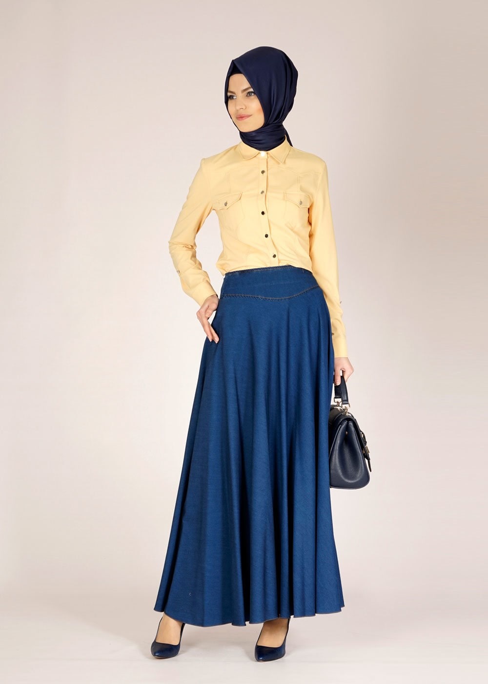 Tesettür giyim MAVİ 6681 MARYEL DÜZ ETEK 36/44(38-40) TEK38