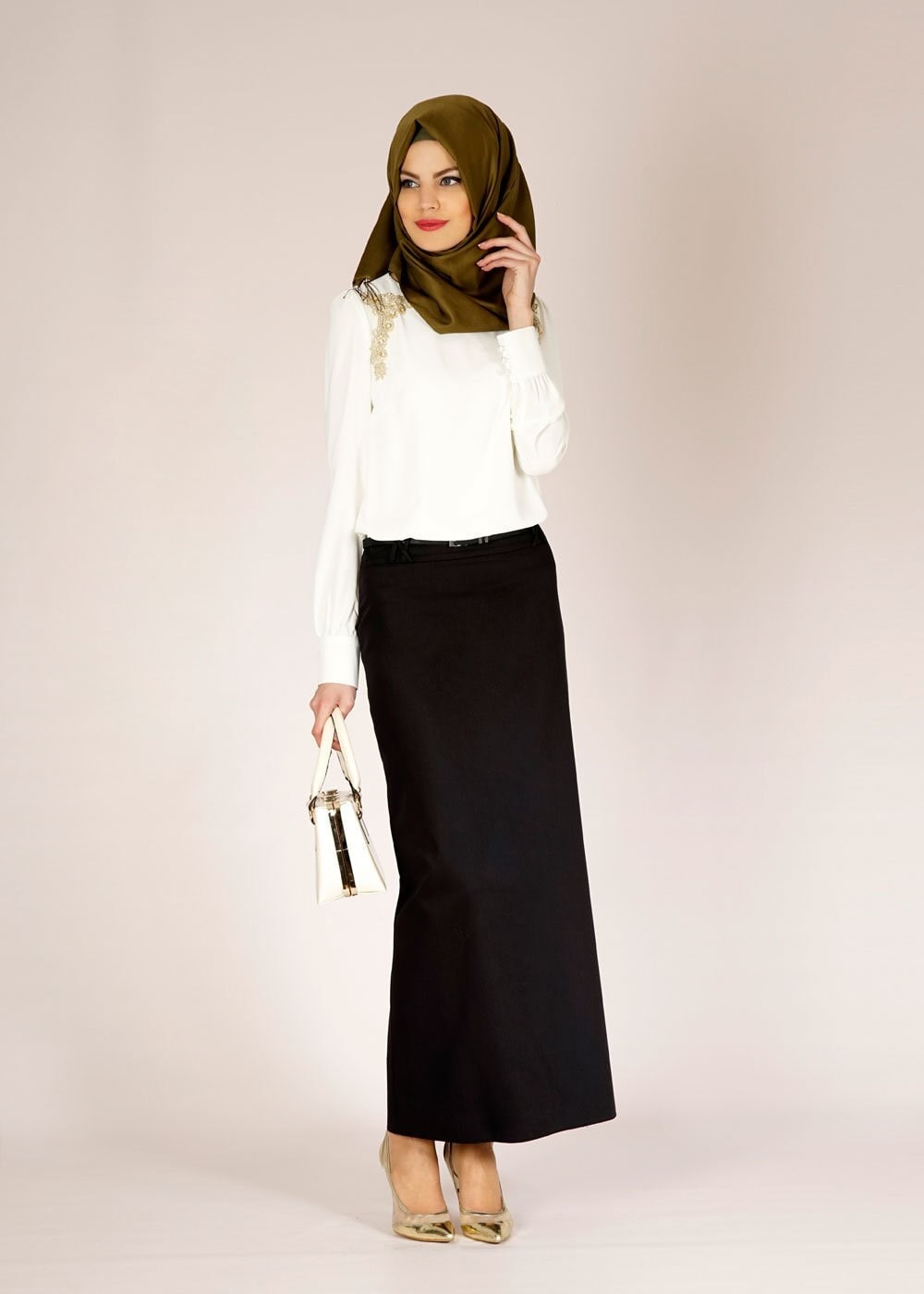 Tesettür giyim SİYAH 6682 LİFE ETEK 40/48 TEK38