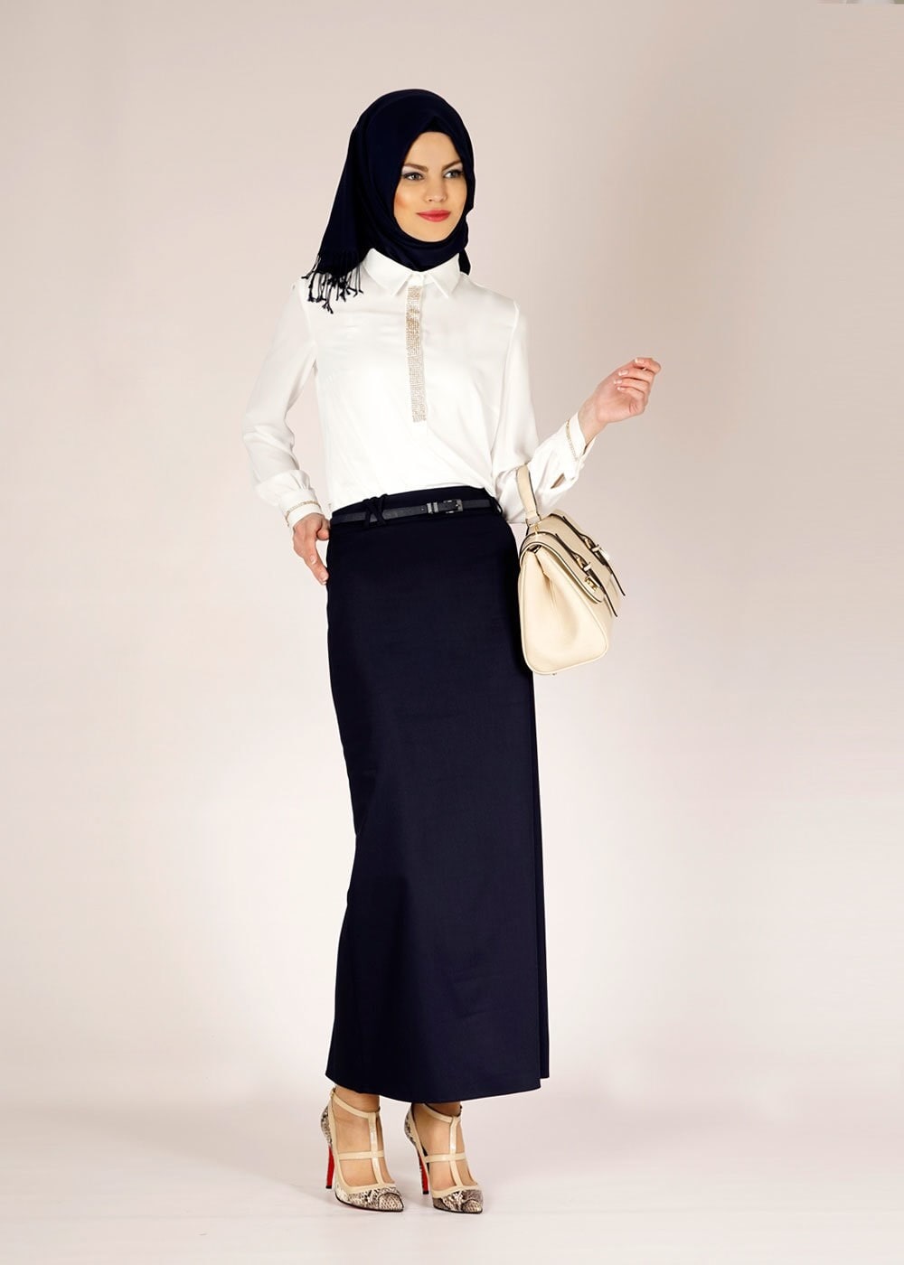 Tesettür giyim LACİVERT 6682 LİFE ETEK 40/48 TEK38