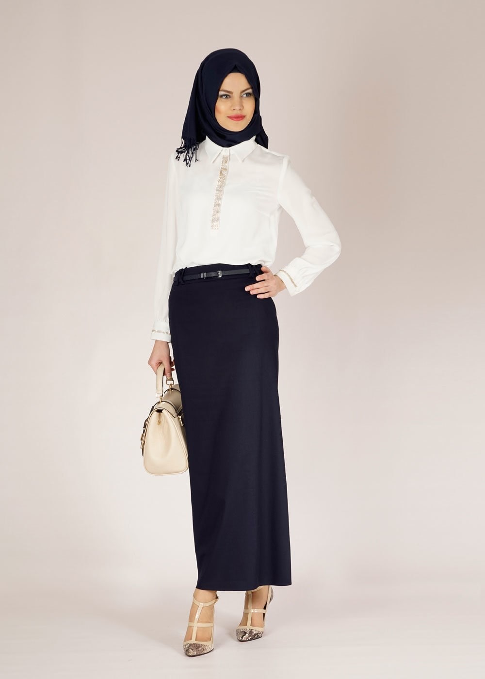 Tesettür giyim LACİVERT 6682 LİFE ETEK 40/48 TEK38