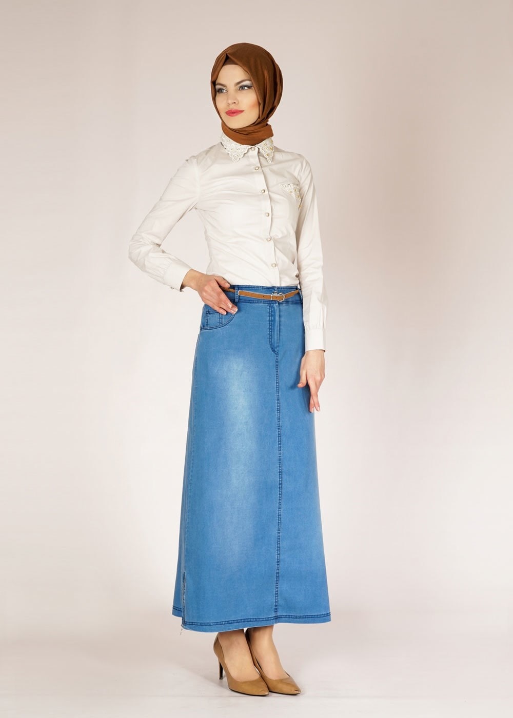 Tesettür giyim LACİVERT 6683 Noura 2163 Tesettür Etek