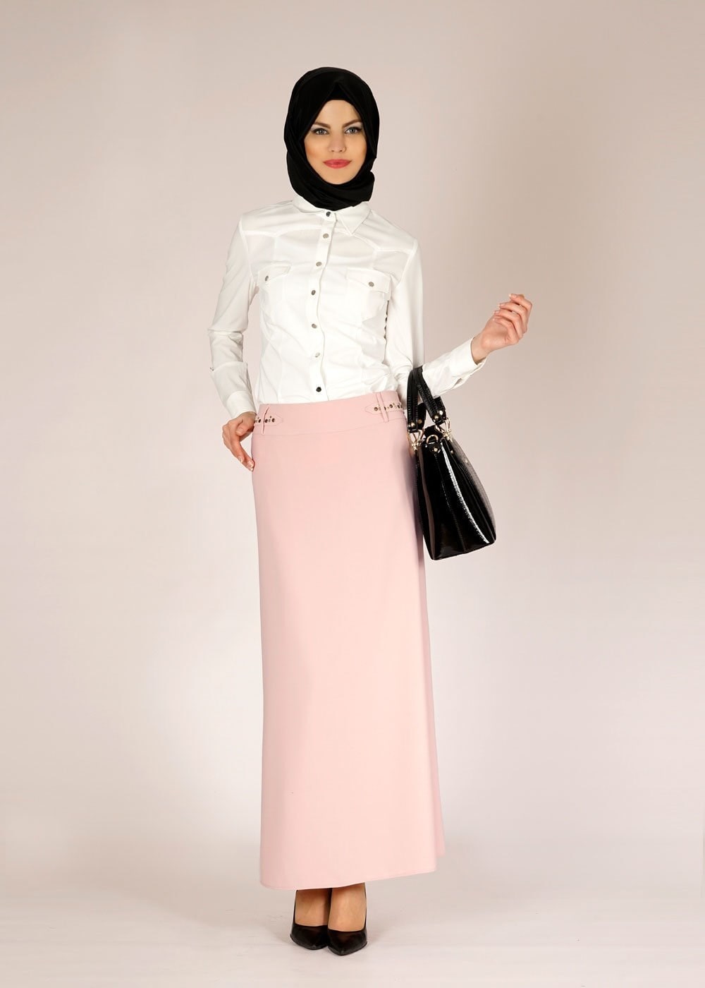 Tesettür giyim PUDRA 6686 NAZENİN 9004 ETEK 40/48 TEK38