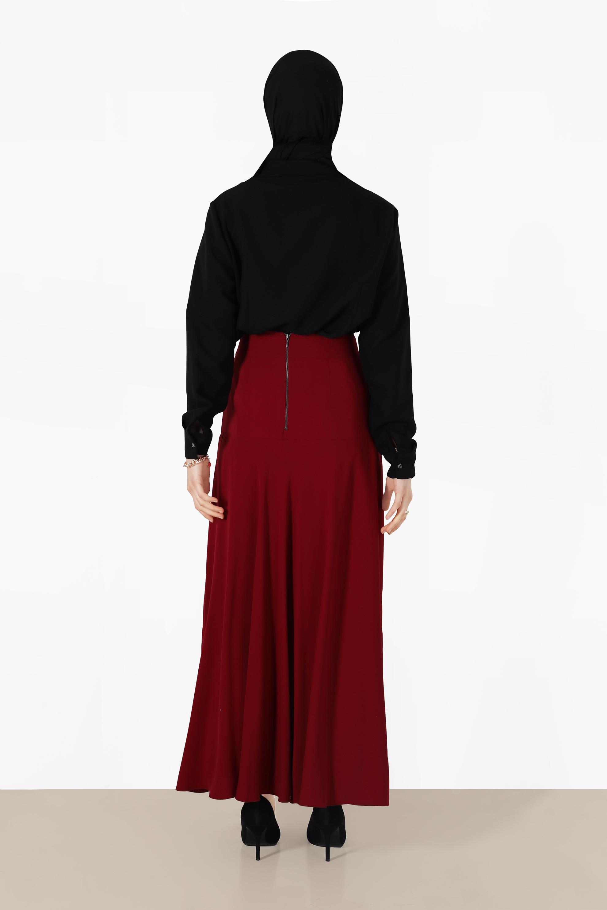 Tesettür giyim BORDO GENİŞ KESİM ETEK 6687