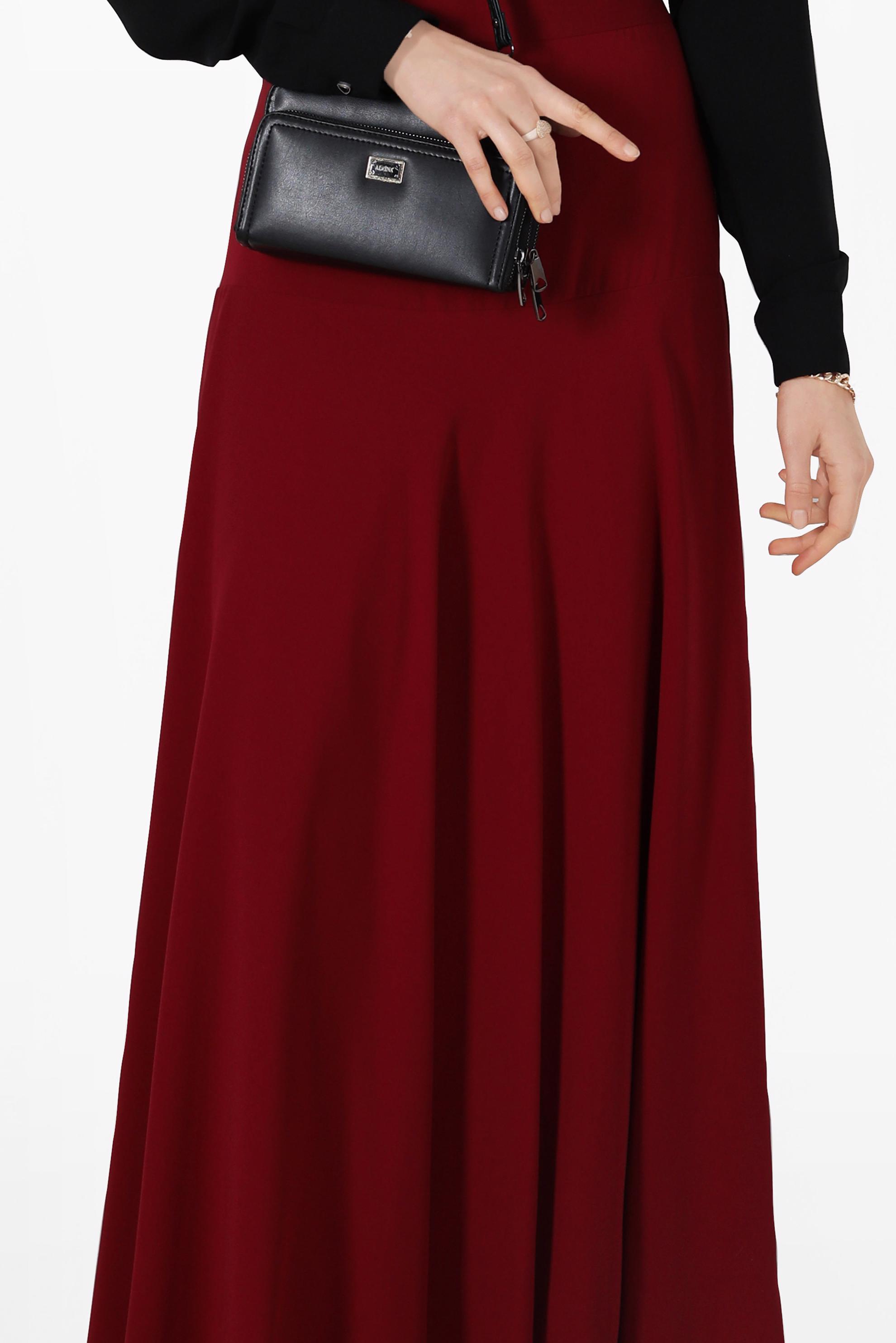 Tesettür giyim BORDO GENİŞ KESİM ETEK 6687